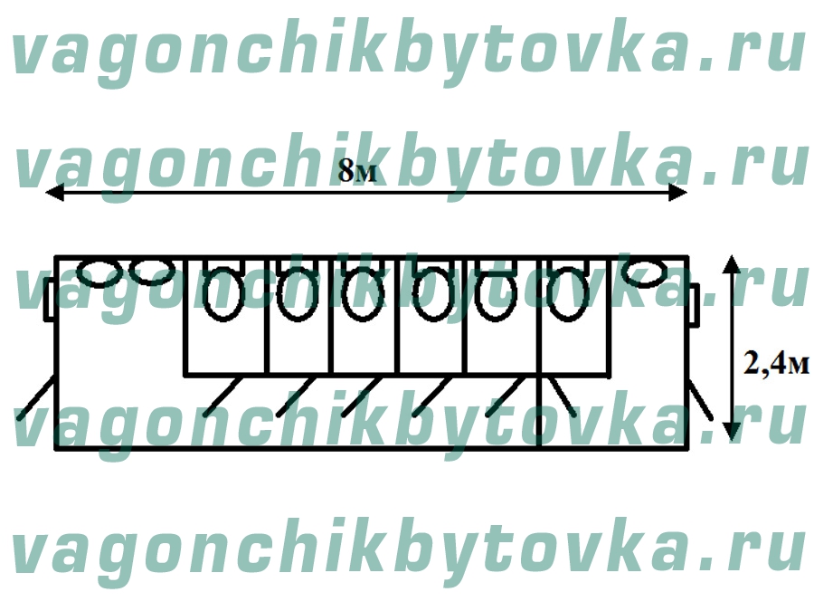 Санузел из вагончика 8м